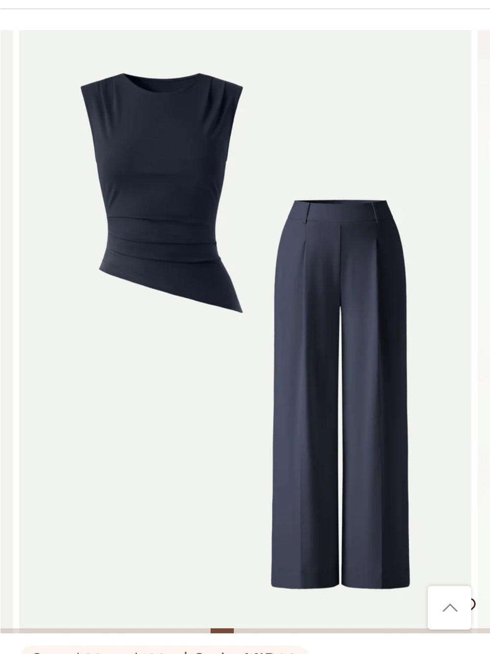 OGL Navy Asymmetrical Top & Wide-Leg Pants Set